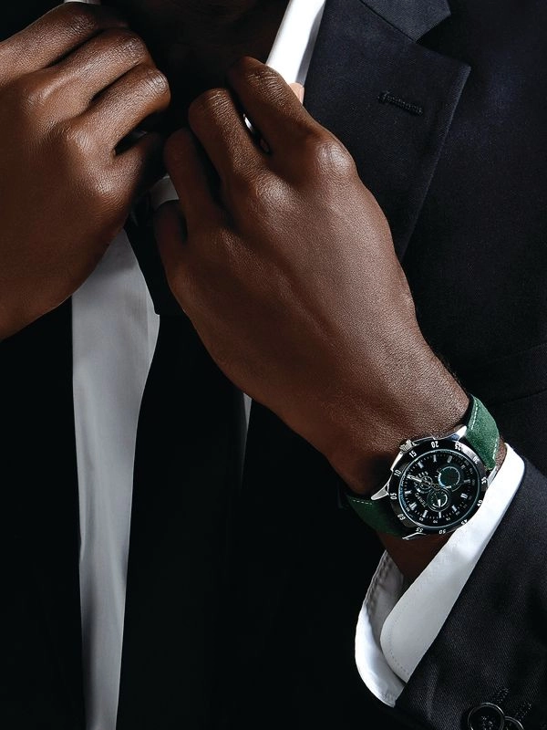 American Swiss leather strap watch