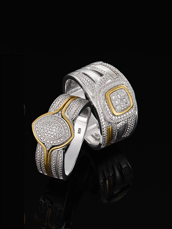 American Swiss 5ct gold & silver diamond rings