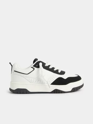Jet Younger Boys Black White Court Sneaker