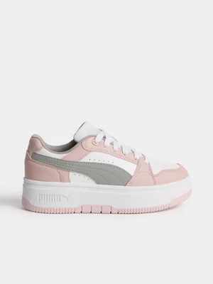 Puma Womens Rebound Femme White/Pink/Green Sneakers 