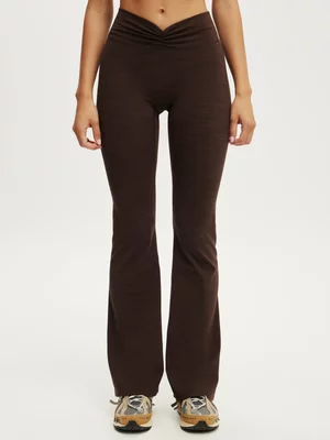 Cotton On Women's Brown Active Ultra Soft Scrunch Front Flare Tights