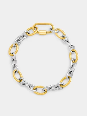 Tempo Jewellery Gold Plated Two-Tone Anchor Bracelet 
