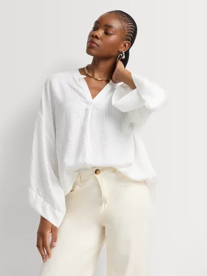 Self Stripe Kimono Sleeve Blouse