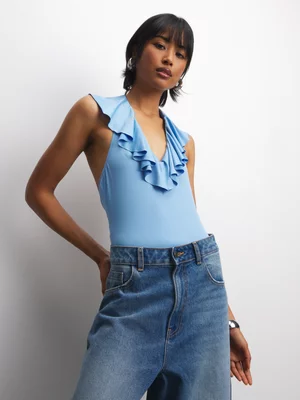 The FIX Women's Blue Halterneck Bodysuit