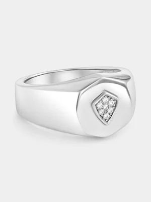 Sterling Silver Cubic Zirconia Shield Ring