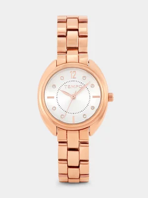 Tempo Rose Plated Silver Tone Dial Oval Bracelet Watch