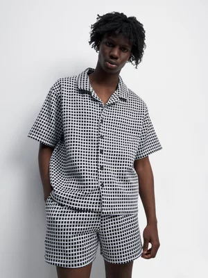 The FIX Men's Black & White Checker Co-Ord  Shirt
