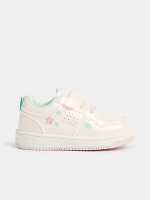 Jet Younger Girls Pink Lime Embroidered Court Sneaker