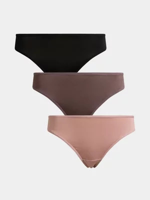 Jet Women's 3 Pack Rose Blush, Taupe and Black Bikini