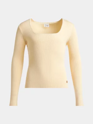 Girls Square Neck Rib Jersey