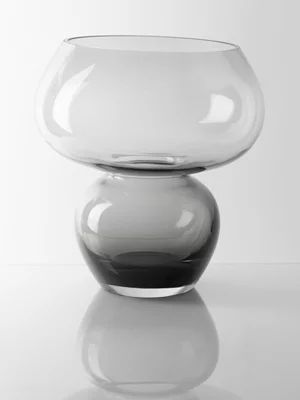 Vase Minimal Grey Wide Glass 26 x 24cm