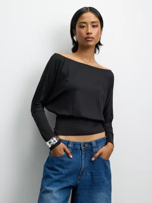 The FIX Women's Black Off The Shouder Top 