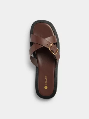 Exact Women's Brown Crossover Sandals 
