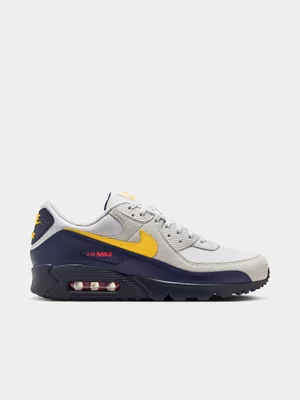 Nike Men's Air Max 90 Grey/Yellow/Navy Sneaker