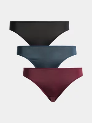 Jet Women's 3 Pack Maroon Petrol Black Plain Bikini