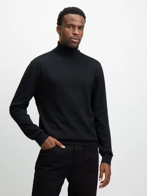 Exact Men's Black Poloneck Top 