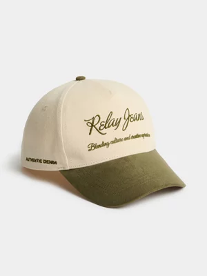 Relay Jeans Men's Scripted Suede Peak Ecru/Olive Cap