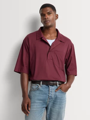 Markham Men's Oversized Fit Plain Burgundy Golfer