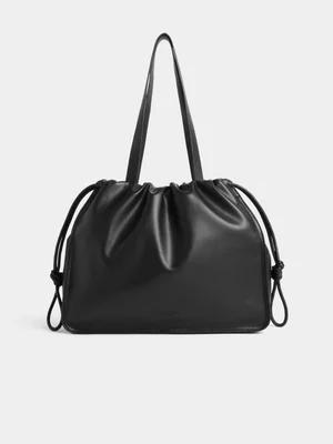 Canvas Square Drawcord Shoulder Bag