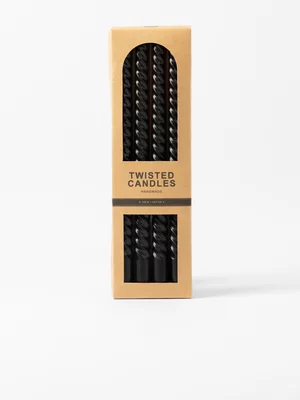 Twisted Dinner Candle Set of 4 Black 30cm