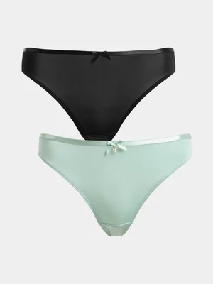 Jet Women's 2 Pack Sage Black Shiny Mesh Bikini