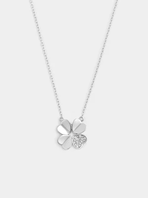 Sterling Silver Lab Grown Diamond Clover Pendant