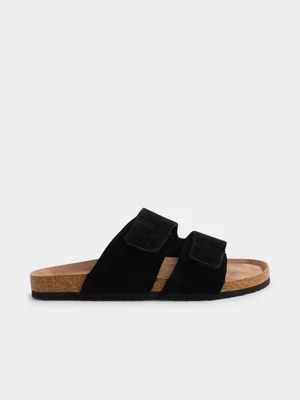 Jet Men's Black Double Band Velcro Sandals