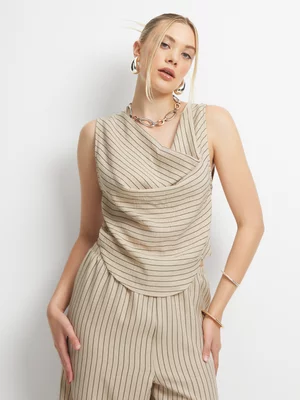 The FIX Women's Black & Natural Stripe Co-Ord Top