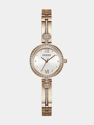 Guess Lovey Rose Plated Stainless Steel Bracelet Watch