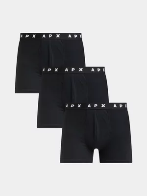 Mens APX 3Pk Cotton Knit Black Boxers