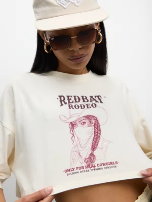 Redbat Women's Boxy 'Rodeo Girl' Ecru T-Shirt