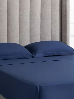 Sheraton Textiles Cotton Percale 200 Thread Count Flat Sheet Estate Blue