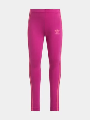 adidas Originals Girls Kids 3 Stripes Pink Legging