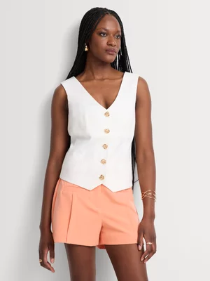 Accent Button V-Neck Waistcoat 