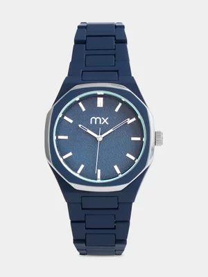MX Silver & Navy Plated Navy Dial Matte Bracelet Watch 