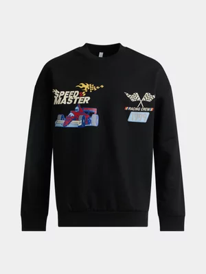 Exact Older Boy's Black Graphic Print Sweat Top