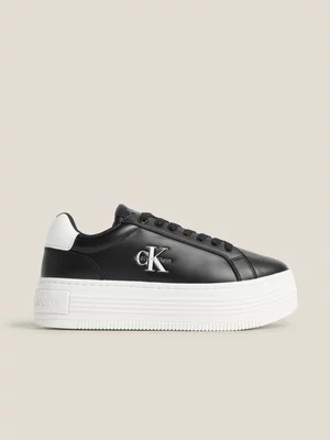 Women's Calvin Klein Black/White Bold Flatf Low Lace Lth Sneakers