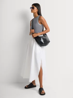 Stripe Fit & Flare Combo Dress