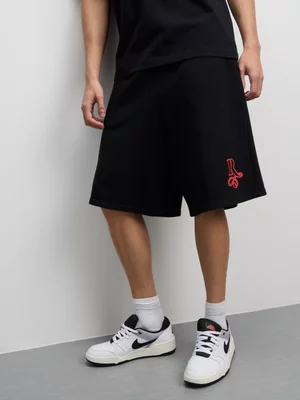 Redbat Athletics Men's Black Bermuda Graphic Shorts