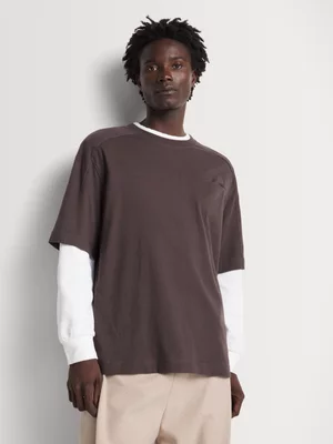 Relay Jeans Men's Concealed Pocket Brown Oversized T-Shirt