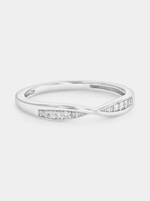 Sterling Silver Diamond Pavé Twisted Anniversary Ring 