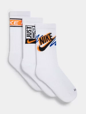 Nike Unisex 3 Pack Elite Plus Crew White Socks