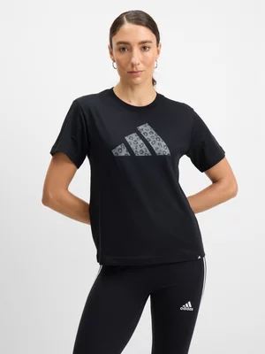 adidas Womens Animal Print Black Tee