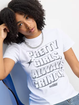Redbat Women's Pretty Girls Graphic White T-Shirt