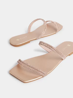Exact Women's Rose Gold Diamante Sandals 