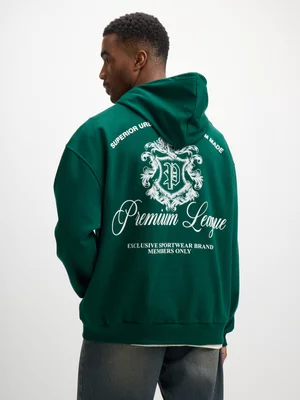 Exact Men's Green Back Print Hoodie