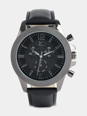 Markham Men's Bevelled Casual Black Watch