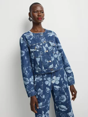 Luella Denim Floral Print Trucker Jacket