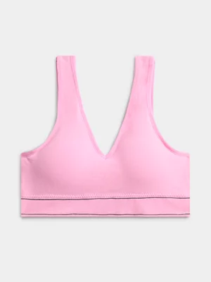 Jet Women's Pink Black Tipped Padded Sports Bra 