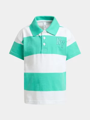 Exact Older Boy's Green & White Striped Golfer